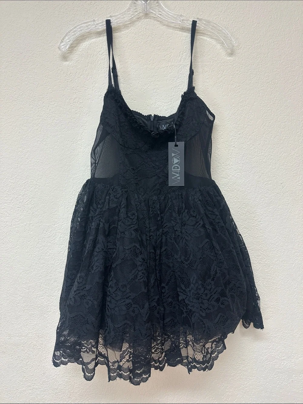 widow lace dress Midnight Widow Lace Dress - Gothic V Neck Bodycon Gown with Lace Sleeves